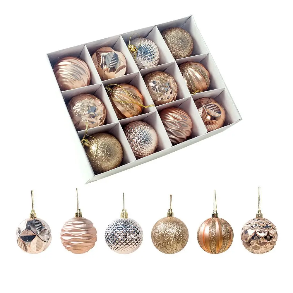 2.4" X 12pcs Christmas Balls Ornaments For Xmas Tree Shatterproof Christmas Tree Decorations Large Hanging PVC Ball