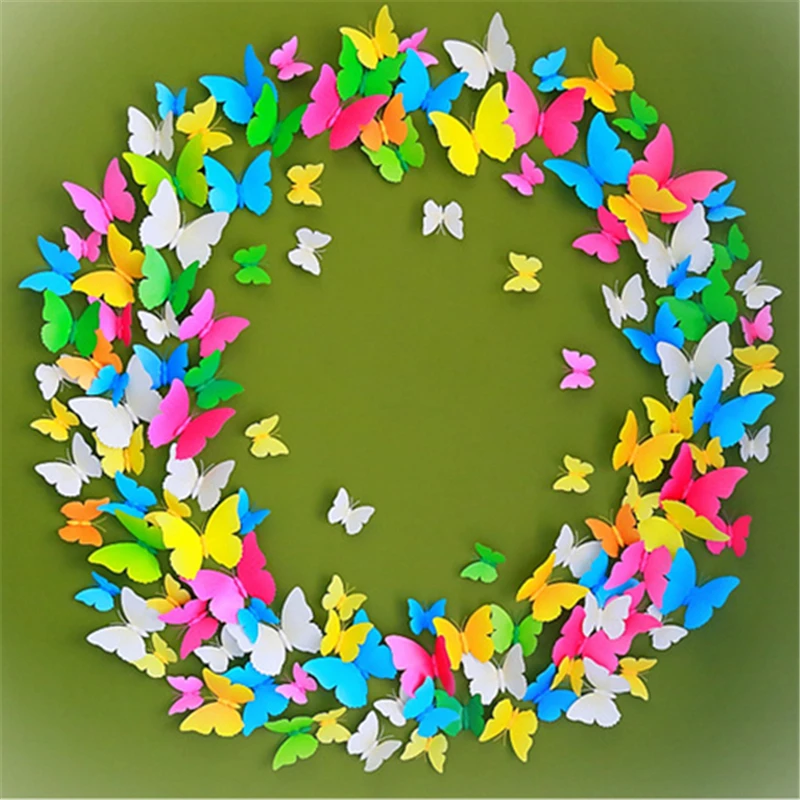 

5sets/lot Adhesive 3D PVC Magnet Pin Butterflies Poster for Refrigerator Window Wall Curtain 12pcs/set Simple Decoration Sticker