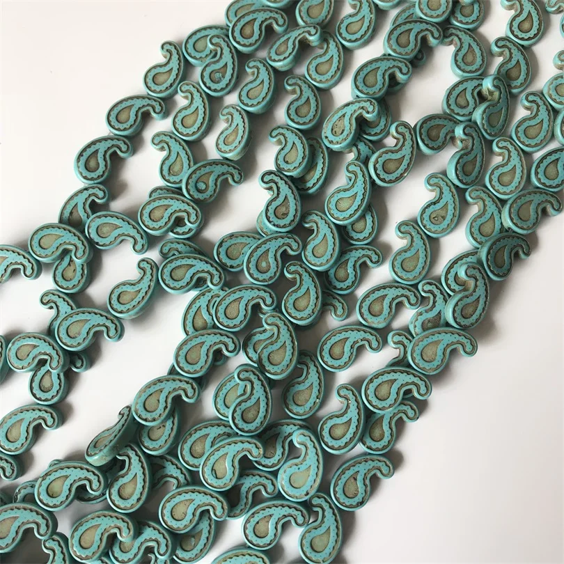 

Factory price Natural Blue Green Turquoises Carved Comma Round Loose Beads 13*21MM Natural Stone For Jewelry Making DIY Howlite