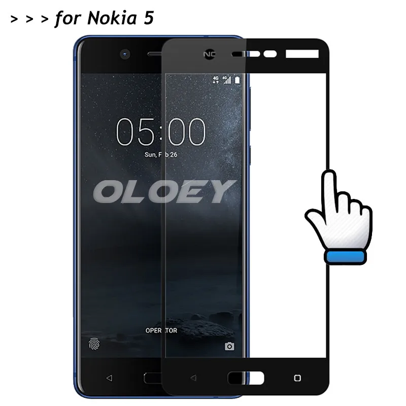 Для Nokia 5 полное покрытие протектор экрана 9 H Закаленное стекло Защитная пленка на