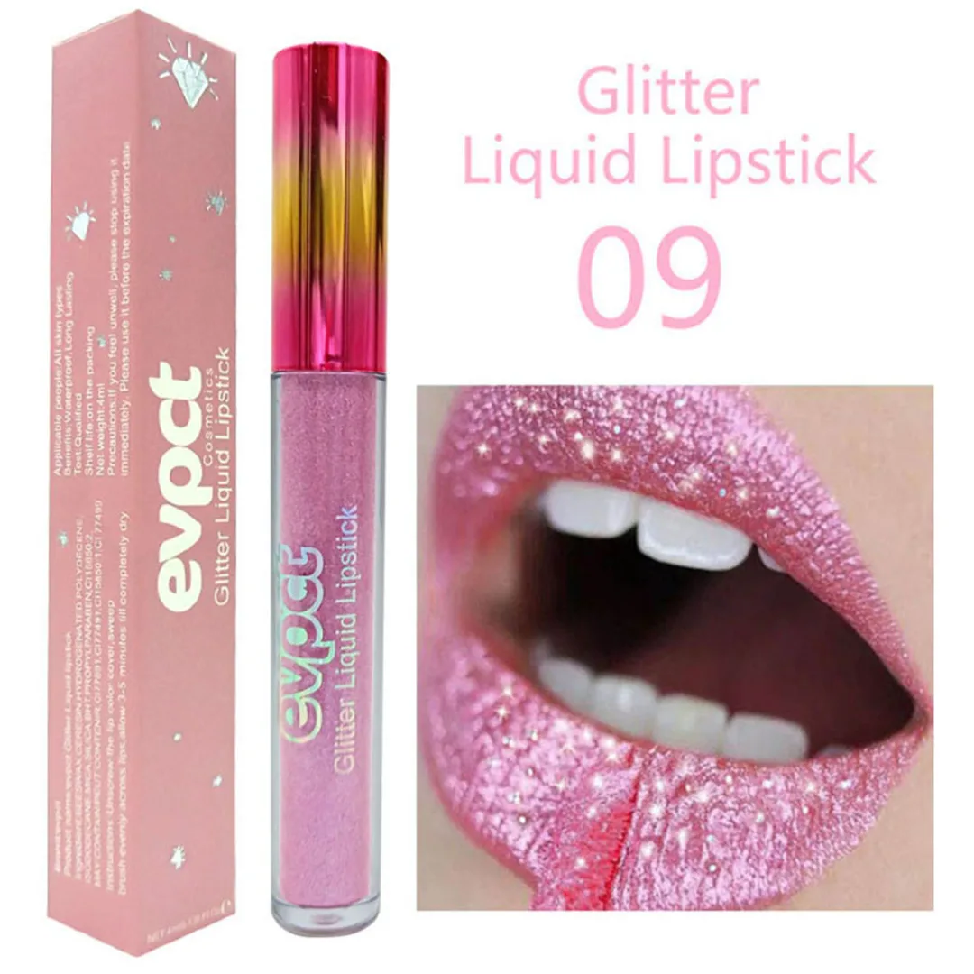 Shellhard 15 Colors Diamond Glitter Glossy Makeup Liquid Lipstick Matte Changed Metallic Lipgloss Shiny Sexy Lip Gloss