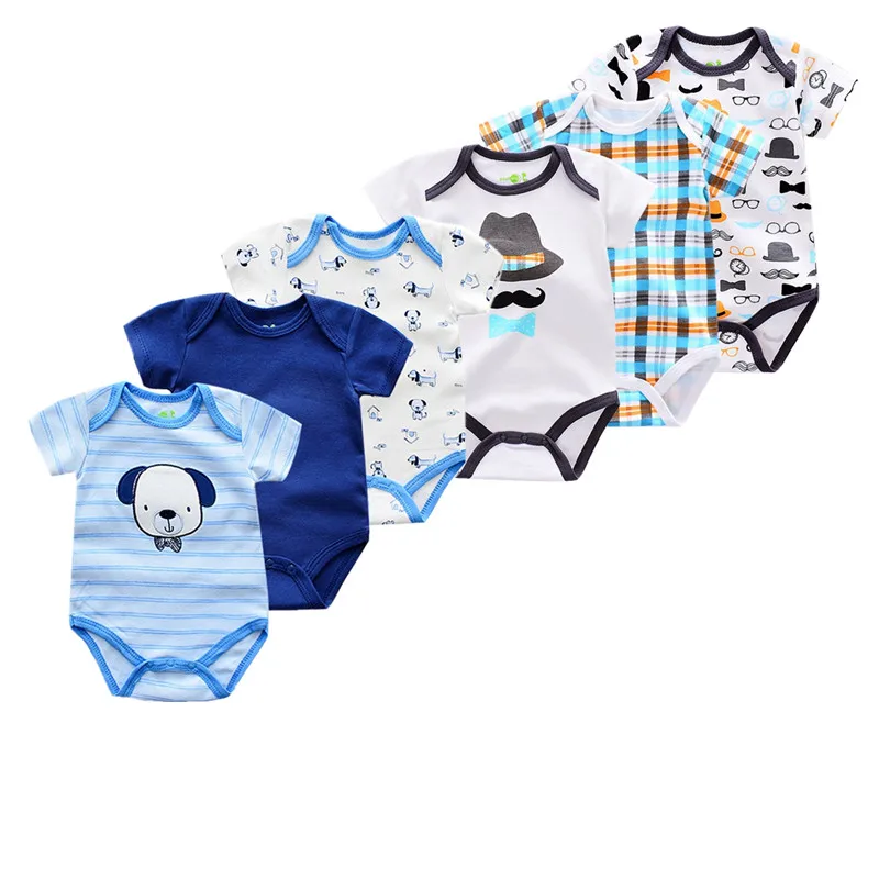 animal Summer Baby Bodysuits Short Sleeve baby Newborn cotton infant Baby girls boys Jumpsuit Newborn Clothes 6pcs/lot - Color: color as photo