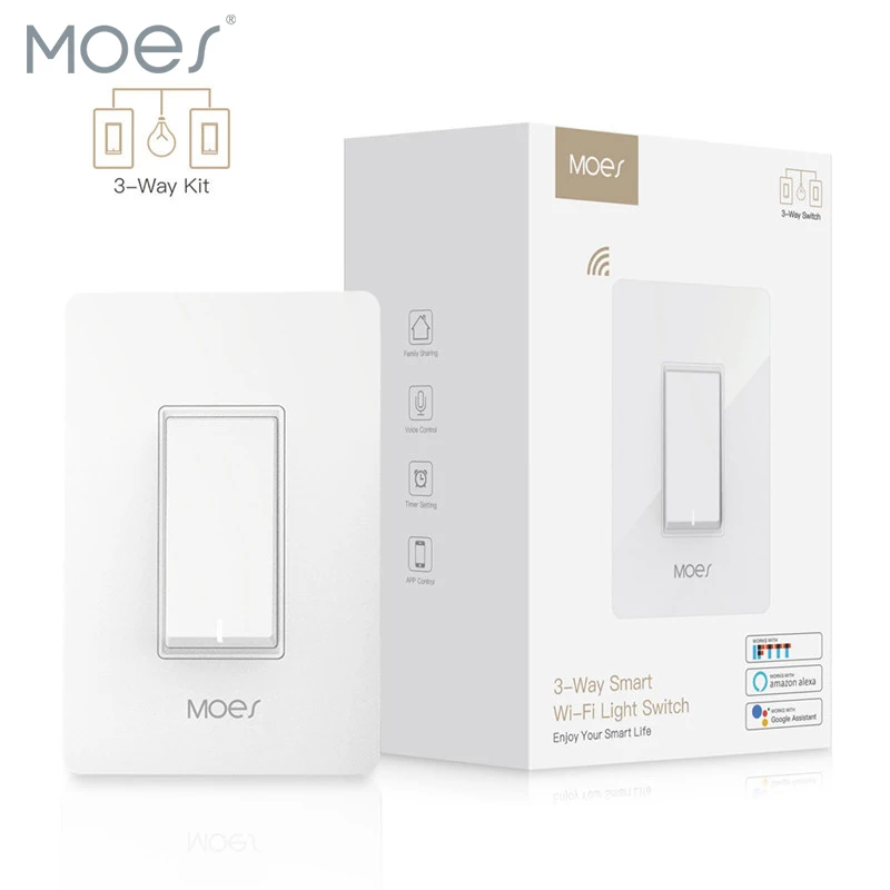 

3-Way WiFi Smart Light Switch Double Control Light Fan Control Remote Control Works with Alexa and Google Home No Hub Required
