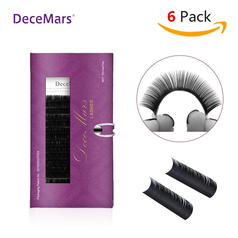 

DeceMars 6pcs/lot individual mink eyelashes J B C D eyelash extensions supplies cilia eyelash extension with Paper Packing