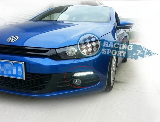 Fog Light 12V Daytime Running Light DRL For Volkswagen Scirocco 2009-2013 With Turn Signal Function Superbright LED