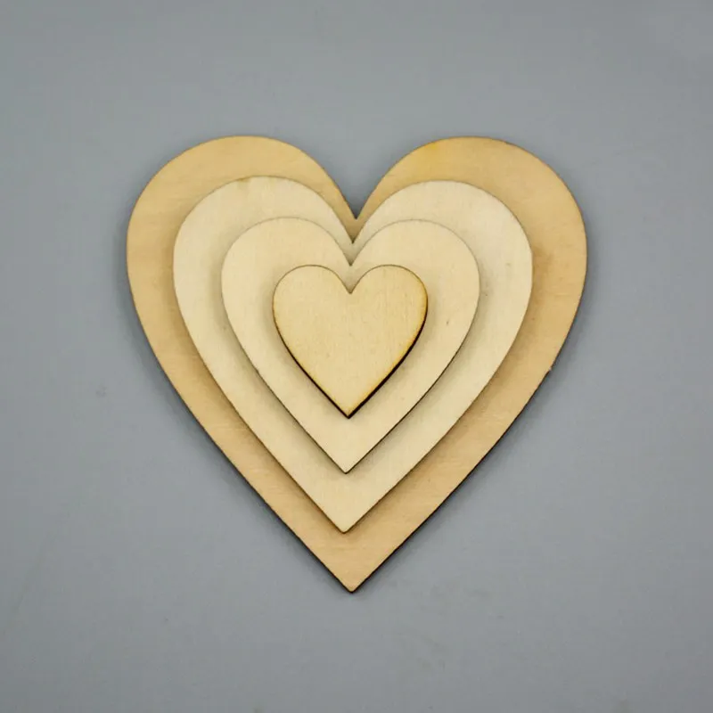  10pcs/bag 160mm Blank unfinished wooden heart crafts supplies laser wood Wedding decoration teachin - 32482594895