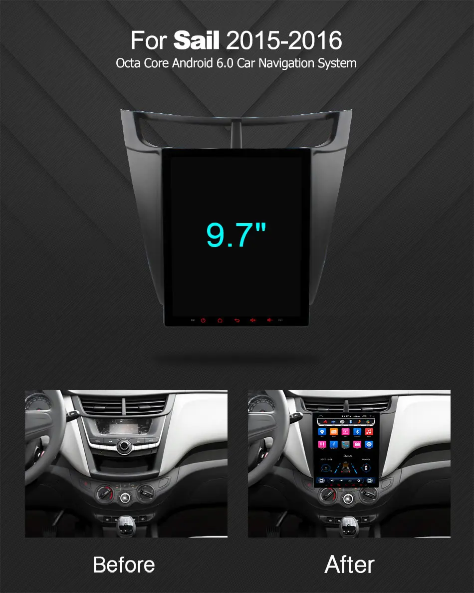 Clearance Ownice 9.7" Vertical Android 6.0 Car GPS Radio Player for Chevrolet sail 2015 2016 2G Ram Auto Radio Multimedia GPS NAVI CarPlay 0