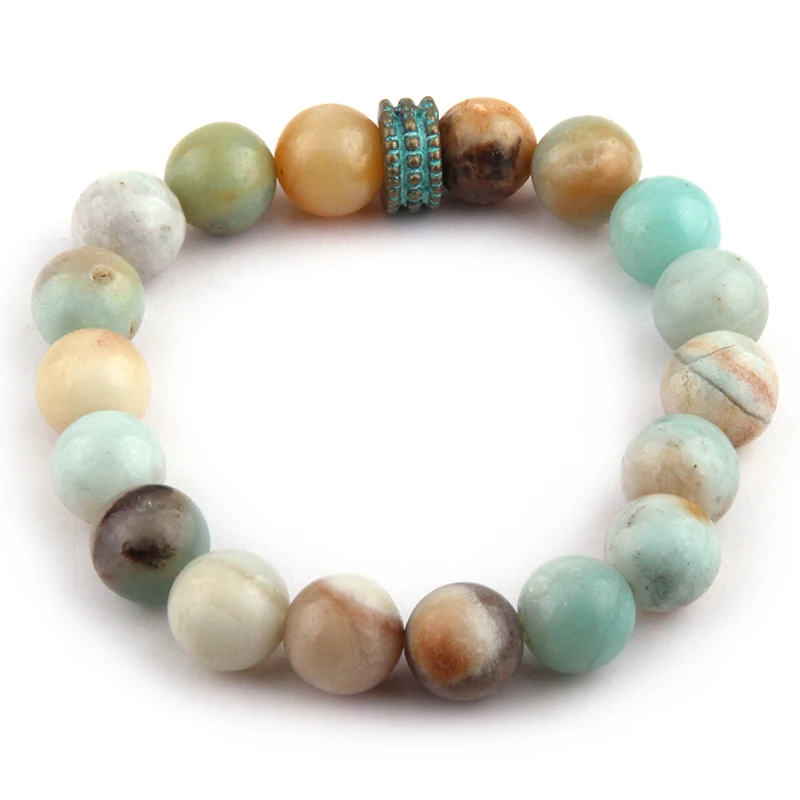

Free Shipping 10mm Natural Stones Bead Armband Amazonite Stone Bracelet