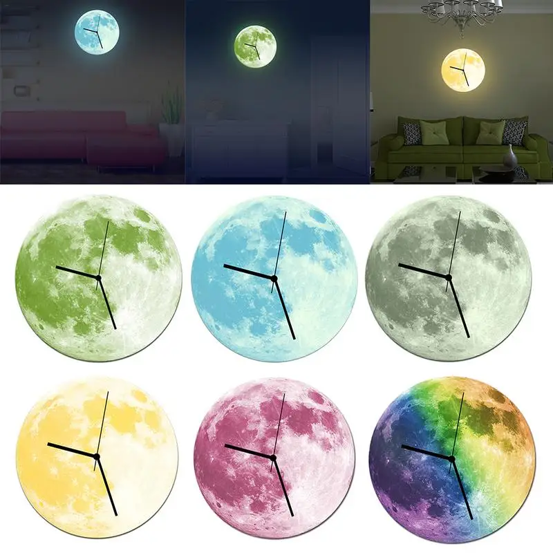 Relojes de pared decoración del hogar-Reloj de pared de Luna brillante 3D aguja DIY reloj colgante luminoso sala de estar decoración de dormitorio Relojes de pared decoración del hogar-Reloj de pared de Luna brillante 3D aguja DIY reloj colgante luminoso sala de estar decoración de dormitorio