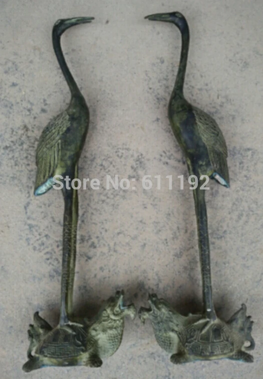 

15.5 inch high A pair of Chinese old bronze Home Decoration The crane and tortoise big sculpture