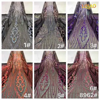 

4 Yard Beautiful Design Sequin Embroidered Mesh Lace Fabric For Women Party Dress Lace African Sequins Guipure Net Lace Material