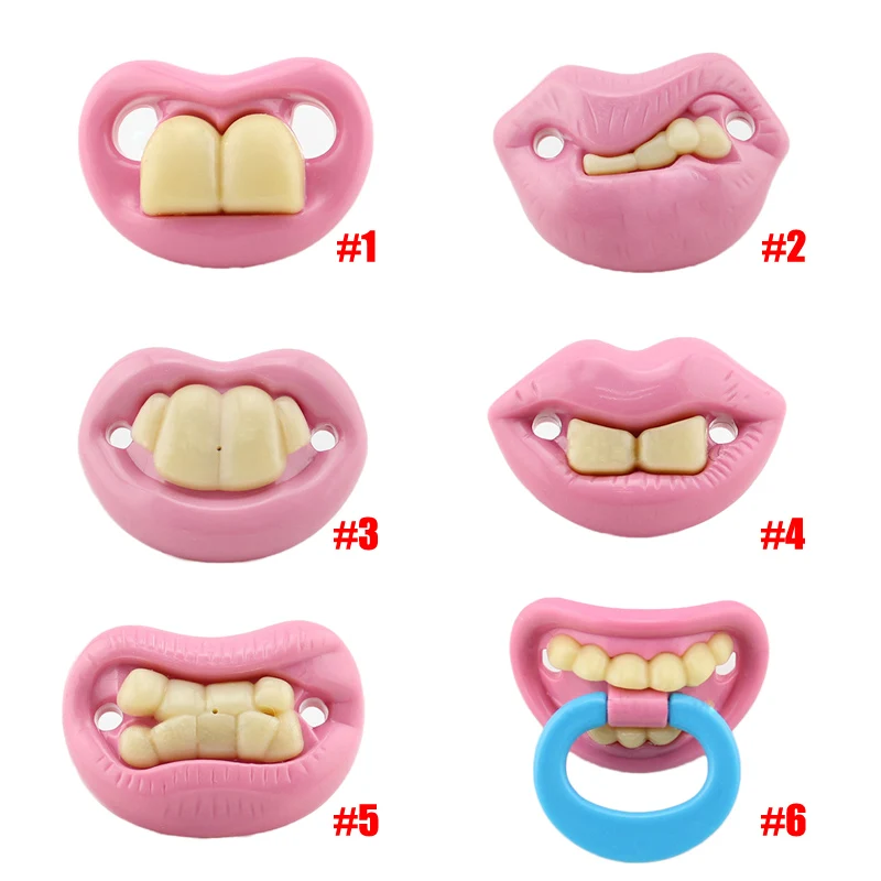 Funny Baby Pacifier Big Mouth Pink Lips and Buck Teeth Silicone Nipple Cute Soother Ugly Pacifier 88 S7JN