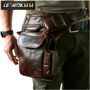 Real Leather Men Multifunction Fashion Casual Messenger One Shoulder Crossbody Bag Design Waist Belt Pack Drop Leg Bag 3106 new retro design style oil wax genuine leather cowhide men s crossbody shoulder bag travel leg bag pack men waist bag