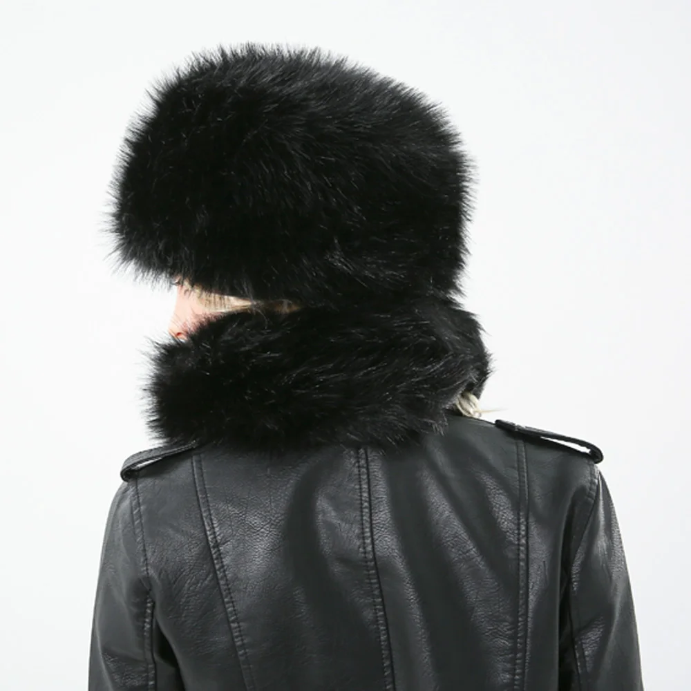 FOXMOTHER новая зимняя черная белая серая из искусственного меха лиса Россия теплая шапка и шарф набор для женщин дамы