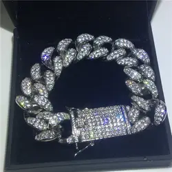 Vecalon сверкающими мужской хип-хоп цепочка браслет микро проложить AAAAA Cz белый Золотое покрытие свадебные браслеты для мужчин рок-вечеринка