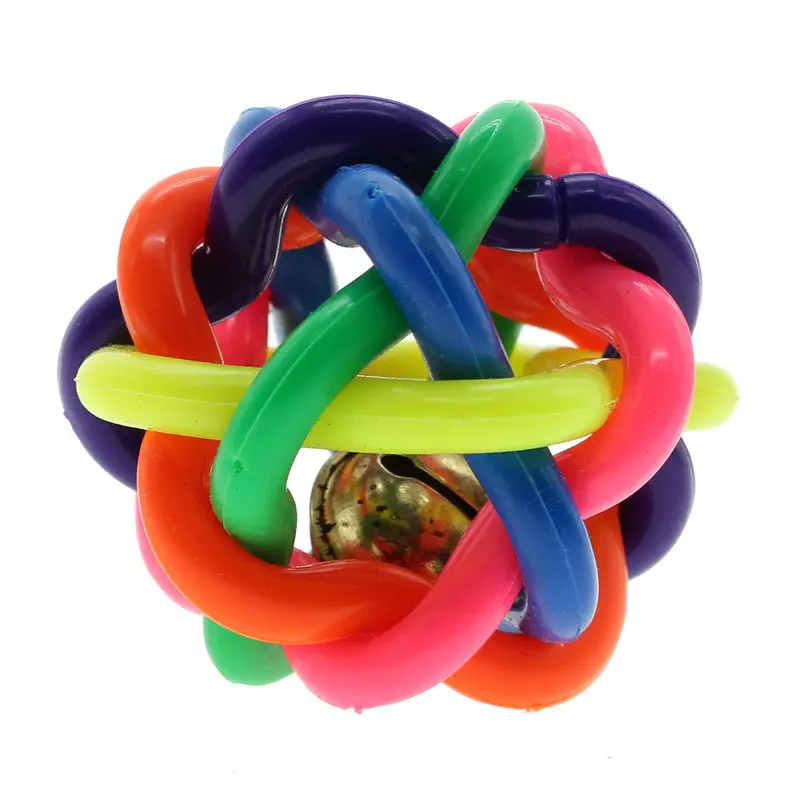 Rainbow Woven Rubber Dog Puppy Cat Pet Rubber Ball Funny Toy Globe w