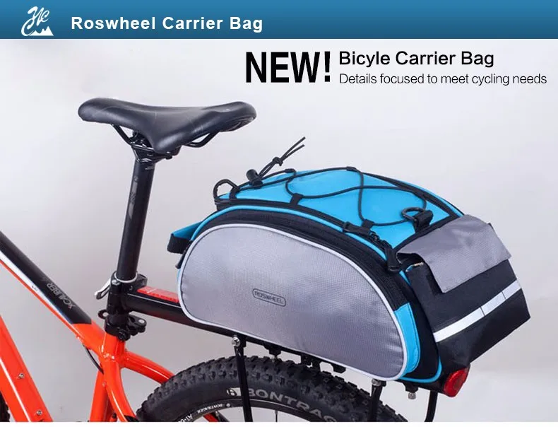 Cheap ROSWHEEL Bicycle 13L Carrier Bag Bike Rack Pannier Trunk Basket Back Seat Shelf Pouch Cycling Luggage Shoulder Handbag 14541 0