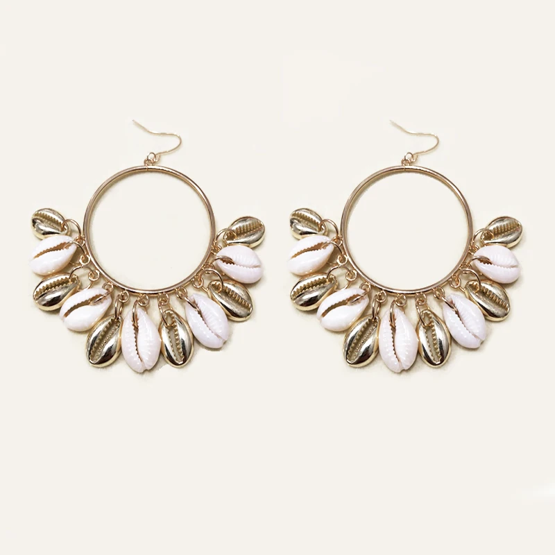

Stylish simple earrings preparation of natural shells gold natural shells hand-made earrings 2019 women's hot-selling ornaments
