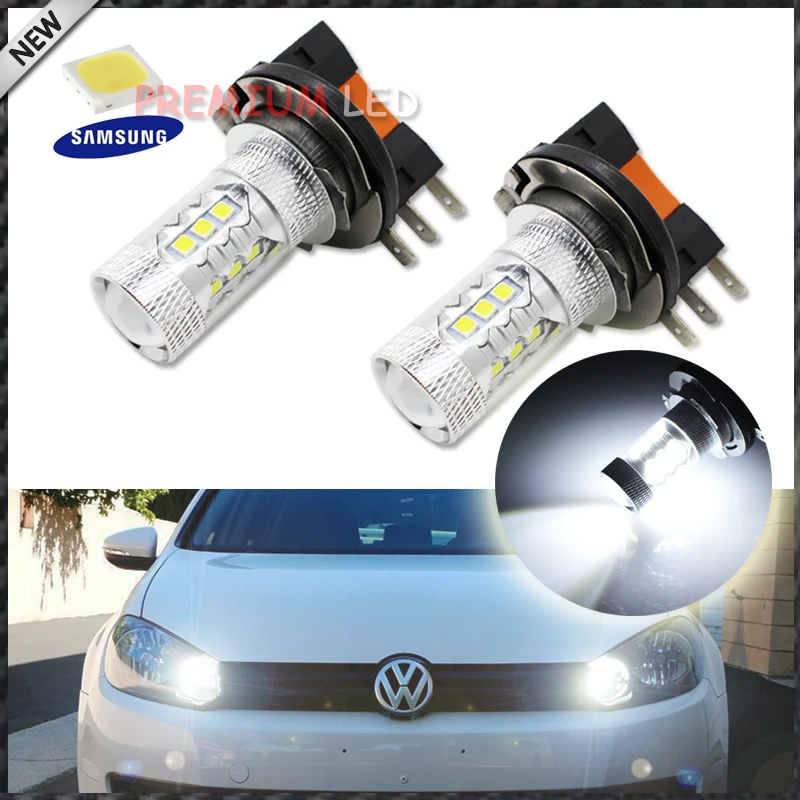 

iJDM 1500 Lumens 6000k White LED 3535-SMD H15 LED Bulbs For Audi BMW Mercedes Volkswagen For Daytime Running Lights