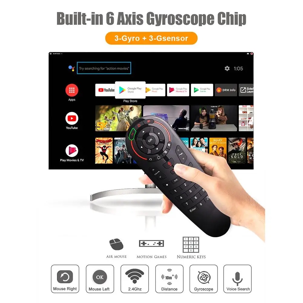 

G30 Voice Air Mouse Remote Gyroscope Wireless Control 2.4G Google Assistant Voice Remote Control 6 Axis Gyroscope Air Mouse