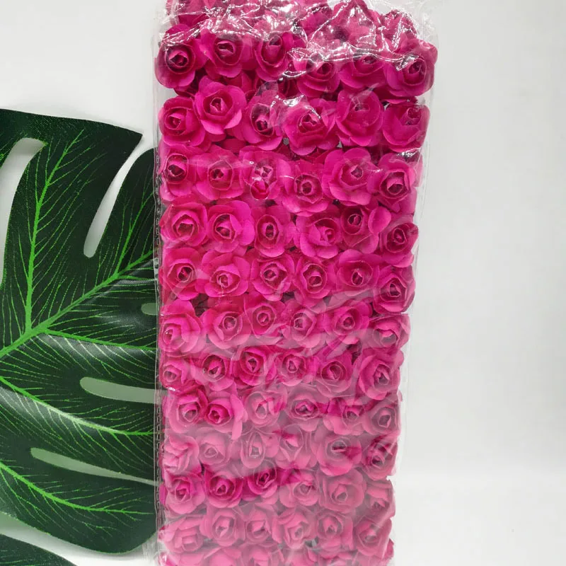 144 шт Мини миниатюрные розы искусственный цветок свадебное оформление букета DIY Ремесло бумажные цветы для искусственные цветы для скрапбукинга - Цвет: rose red