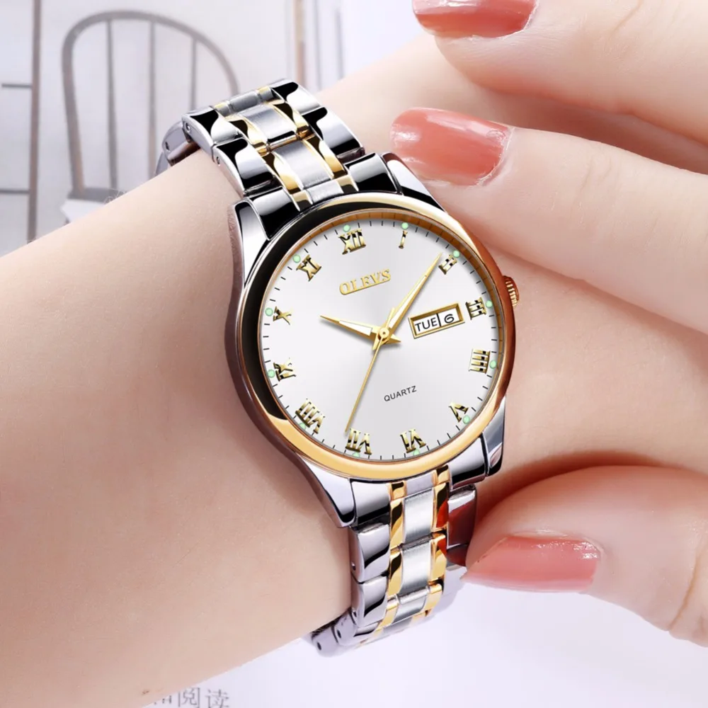 New relogio Couple watches for lovers stainless steel pair men and women Casual waterproof Rome Rhinestone Quartz watch Clock