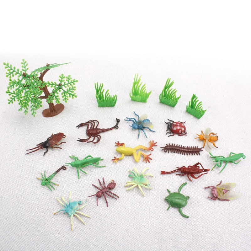 

17 PCS / Set of Plastic Wild Fence Tree Animal Model Children's Toy Character Toy Set Puzzle Educational Toys Children