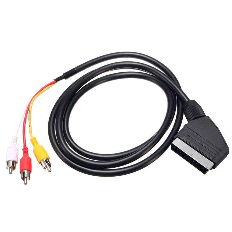 100 шт. 21 pin Scart до 3 RCA вилки 1 5 м футов для аудио видео коннектора электроники