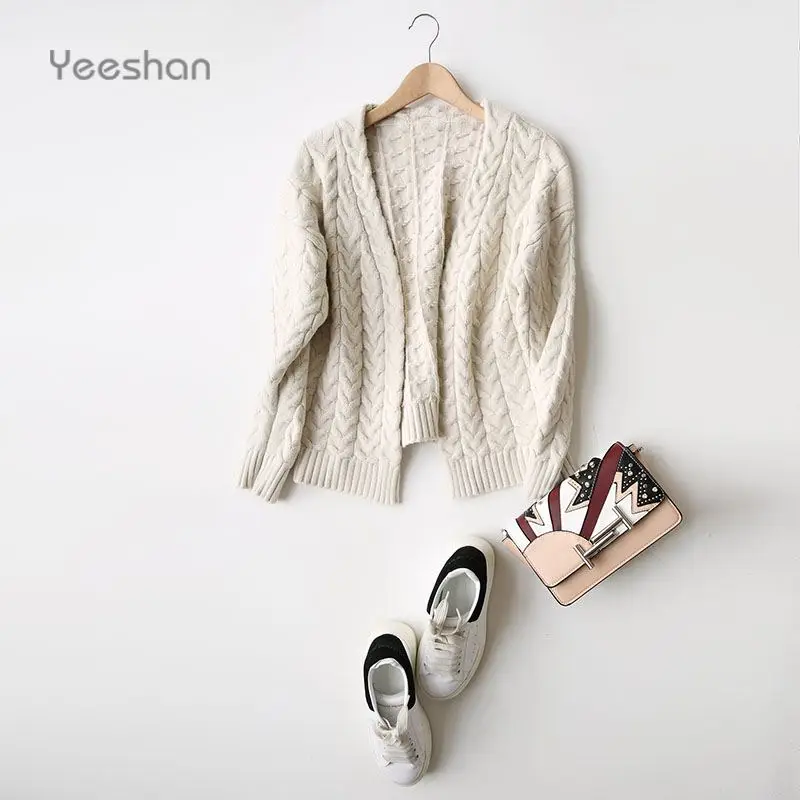 Yeeshan Twisted Cardigans Women Long Sleeve Womens Sweaters Luxury Brand Casual Cashmere Cardigans Women