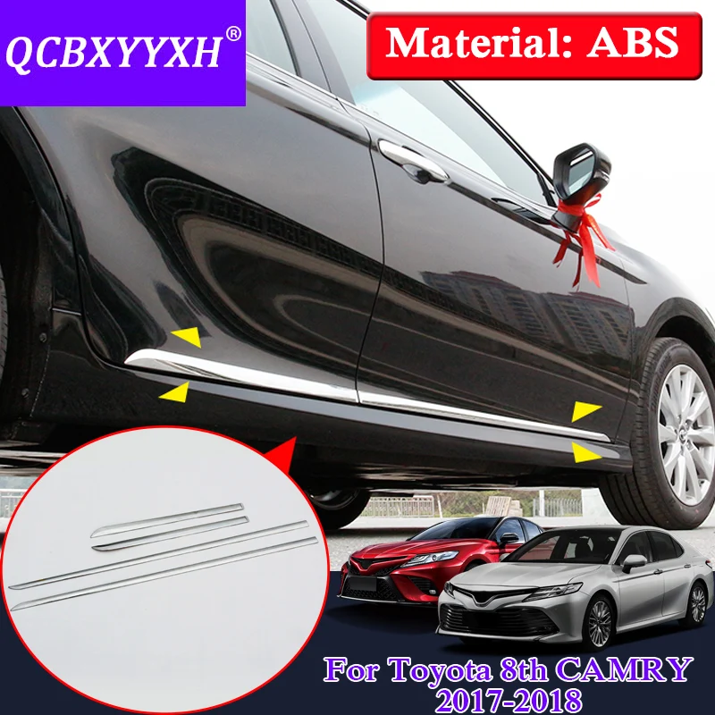 QCBXYYXH Автомобильный дизайн ABS 4 шт. пайетки для Toyota Camry 2017 2018 Chrome боковой двери кузова под давлением линии тела Наборы крышка отделкой в