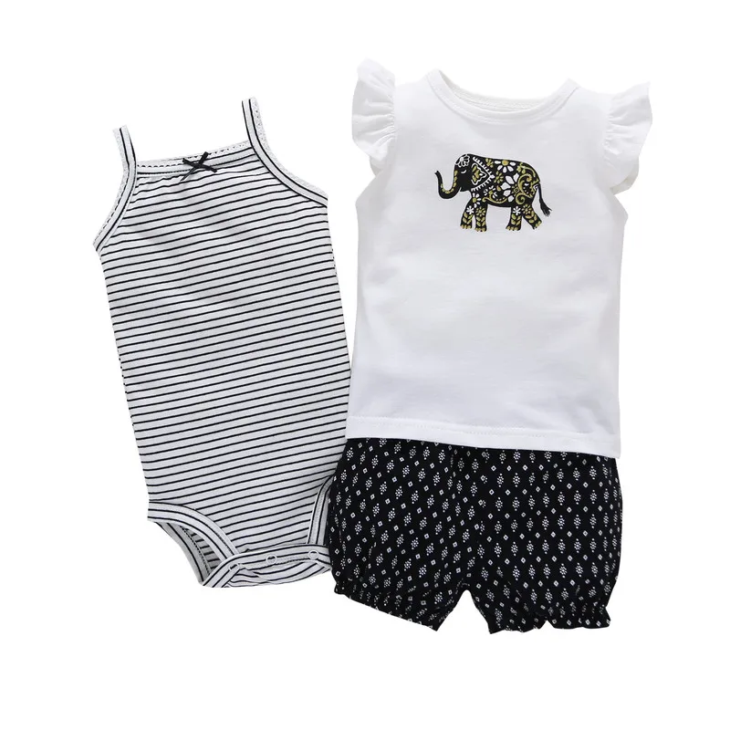 2018 Cotton Unisex Sale Toddler, Baby Clothes Set, Fashion Sleeveless Style, Boys And Girls, 3 Suits, Children’s Clothing Suits