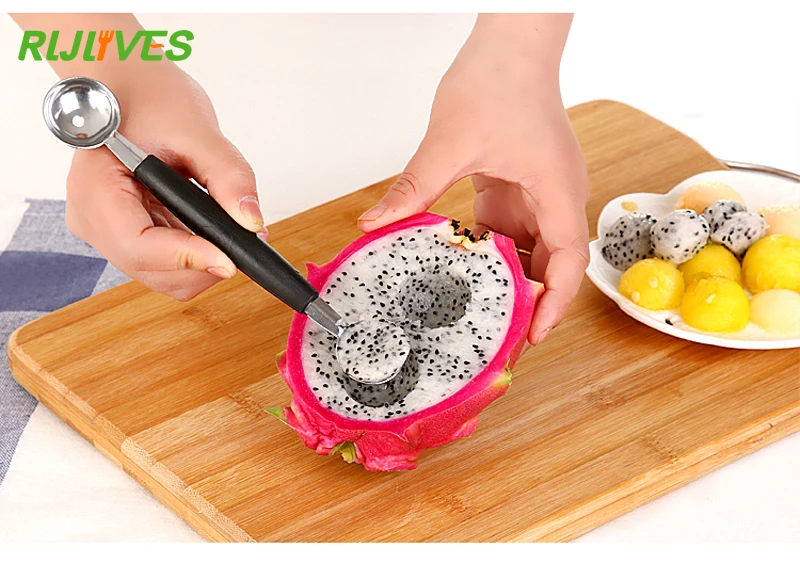 

RLJLIVES Stalinless Steel Dual Double-end Melon Baller Scoop Fruit Spoon Ice Cream Dessert Sorbet Kitchenware Scoop Cook Tool