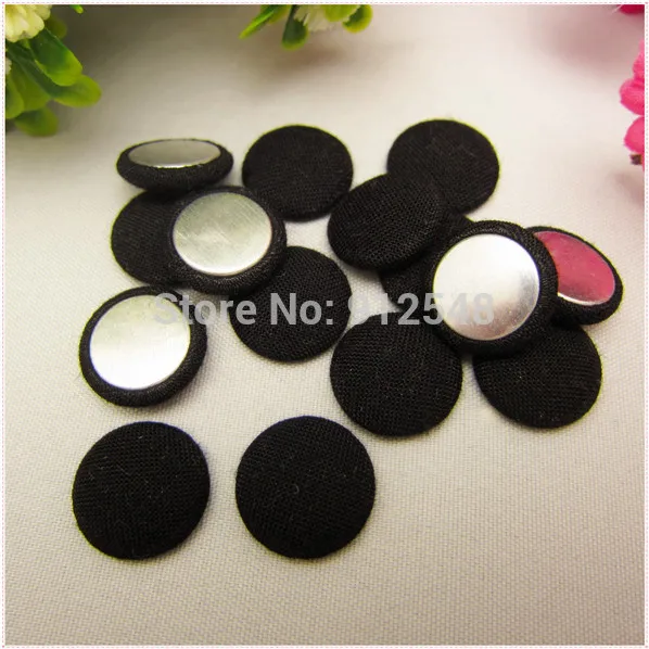 50 pcs 15mm Solid Fabric Covered flat back Buttons, Cloth Covered