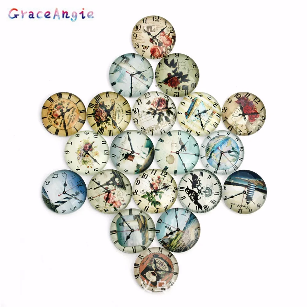 GraceAngie 20 шт Часы фото стекло кабошон узор ювелирные изделия Flatback DIY Поделки