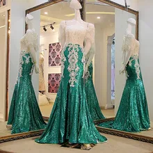 LS21771 Sequin dress evening long 2017 lace up back short sleeves sweetheart beaded green mermaid long formal party dress