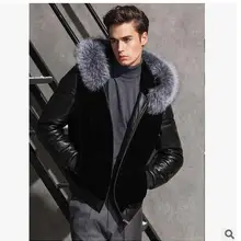 Пальто из искусственного меха, мужские зимние куртки из искусственного меха и искусственной кожи, черные мужские повседневные куртки с капюшоном, верхняя одежда S/5Xl J1543