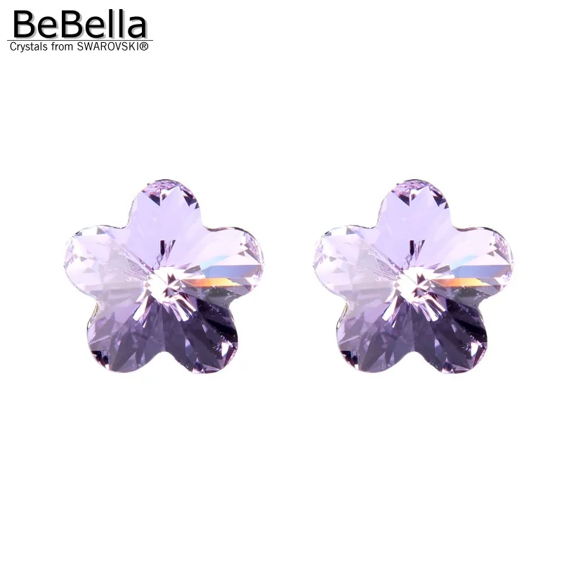 Женские серьги гвоздики с кристаллами Сваровски цветком сливы|flower stud earrings|stud