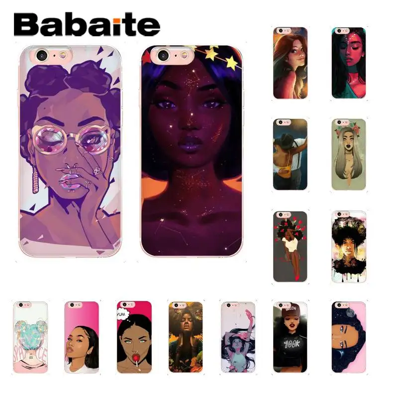 

Babaite Melanin Poppin Aba Black Women DIY Luxury Case for iPhone 5 5Sx 6 7 7plus 8 8Plus X XS MAX XR 11 11pro 11promax