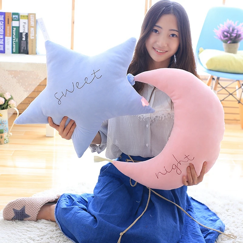 

45CM 65CM Baby Pillow Toys Soft Appease Star Moon Cloud Calm Doll Plush Stuffed Cute Bed Decoration Cushion WJ575