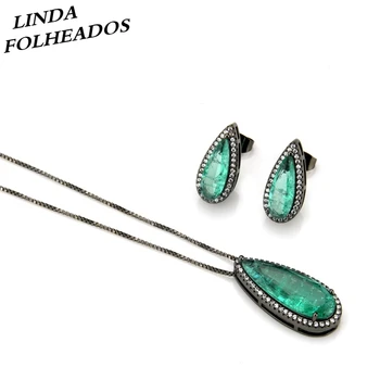 

New Designed Black Copper Multi Colors Cubic Zircon Delicate Bridal Wedding Anniversary Necklace Earrings Jewelry Set for Women