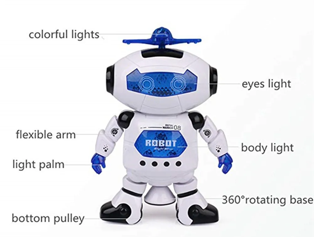 360 Вращающийся танцующий робот электрическая Танцующая Роботизированная Игрушка с красочным мигающим светом и музыкальный робот для всех детей любого возраста