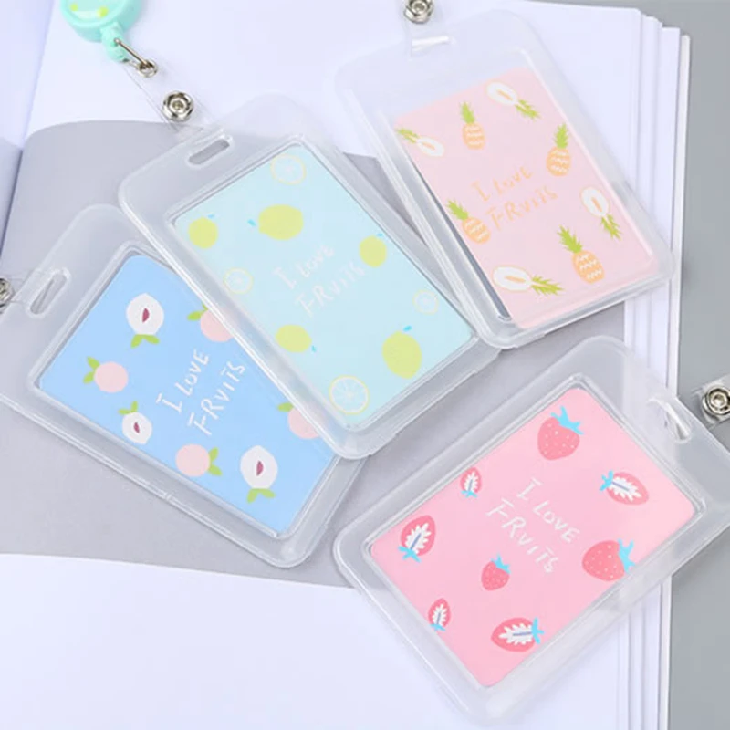 

Cartoon Transparent Fruit Credit ID Card Holder Cover Women Girl Travel Bank Bus Credit Card Card Holder Wallet Chain Keyring
