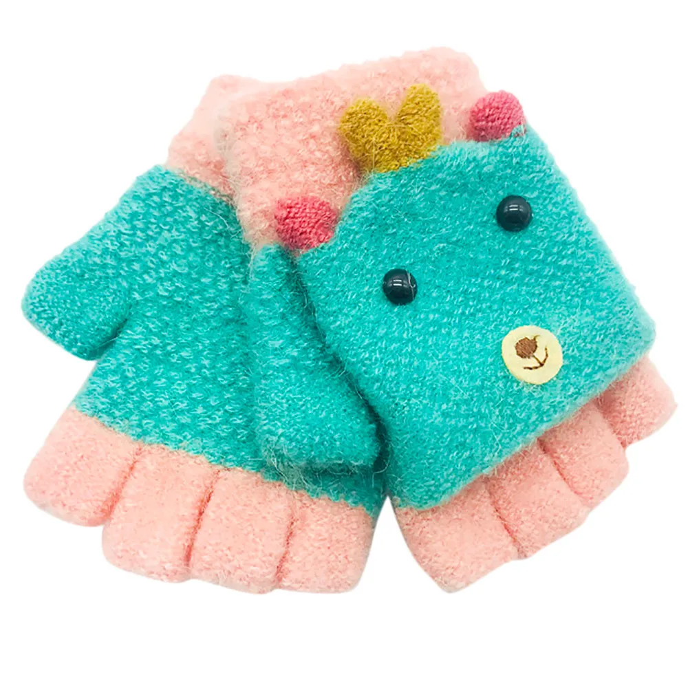 Милые однотонные перчатки для новорожденных девочек и мальчиков; зимние теплые перчатки; теплая верхняя одежда; перчатки для детей; handschoene - Цвет: B 1 to 3 Years