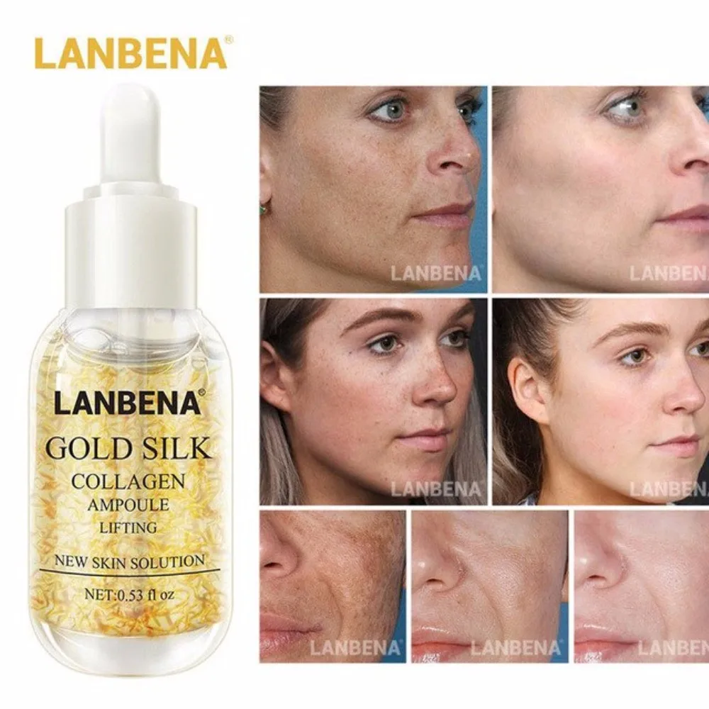 

1 PC Gold Silk Collagen Ampoule Pure Foil Essence Whitening Serum Anti Wrinkle Anti-Aging Serum Firm Elastic Oil TSLM1