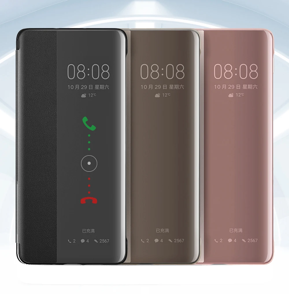 For Huawei P30 Pro Case Original Mirror Smart View Wake Sleep Up Cover Leather Protection Flip Case Huawei P30 P20 Pro Flip Case