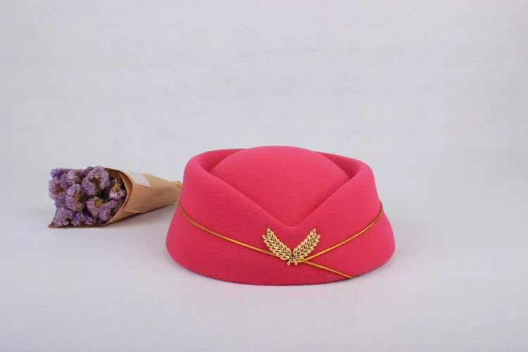 yandy costumes 2019 Party Cap Wool Felt Air Hostesses Beret Hat Base Cap Airline Stewardess Sexy Formal Uniform Hat Caps Accessory Roll play anime cosplay female