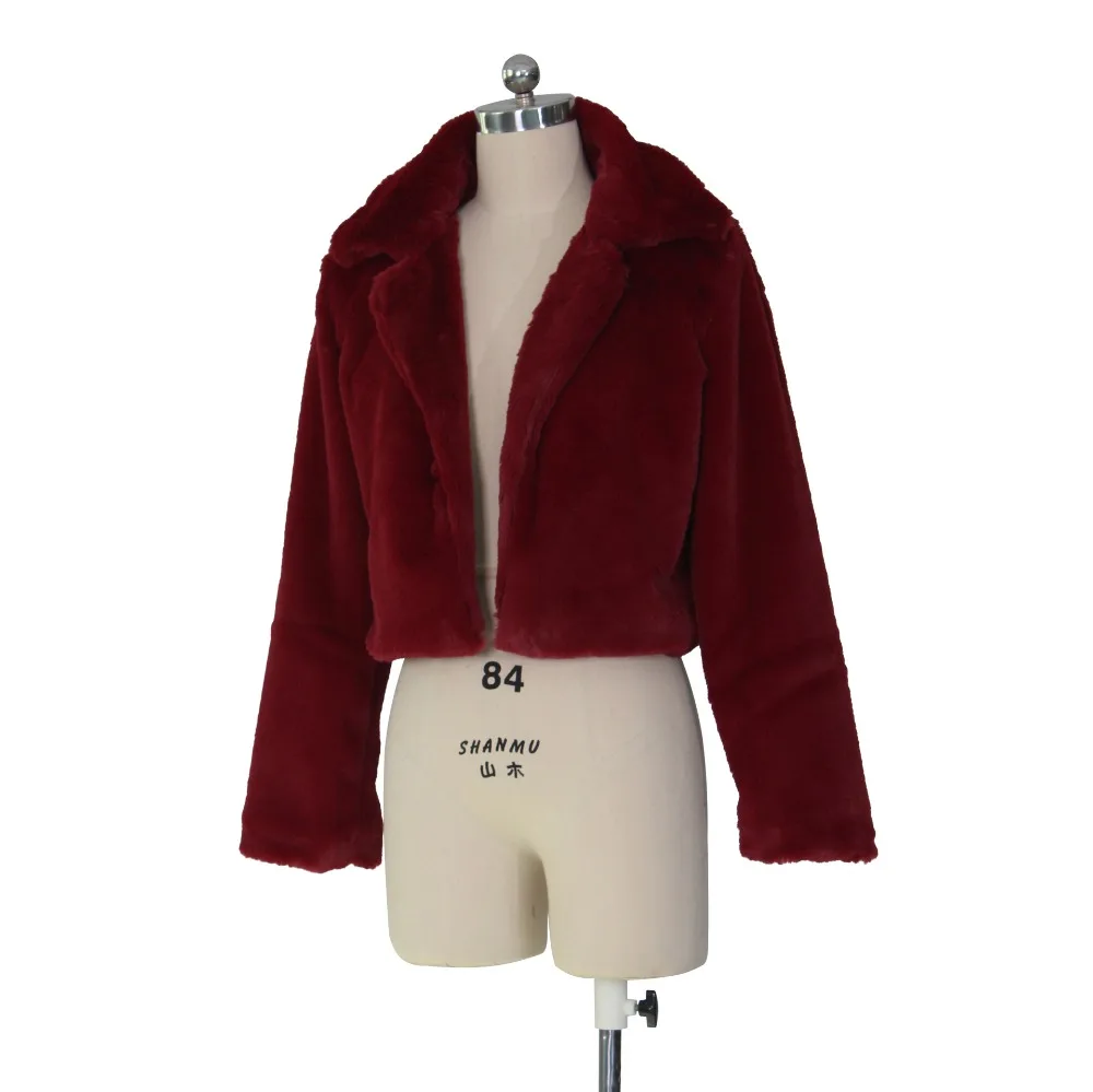 JRRY сексуальные теплые пушистые пальто из искусственного меха куртки из искусственного меха женская укороченная куртка с открытой строчкой пальто 6 цветов размера плюс XXL