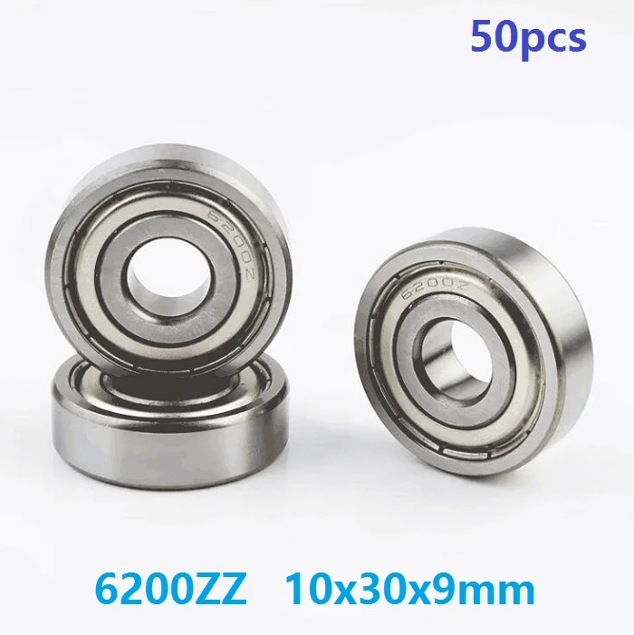50 шт./лот 6200ZZ 6200-ZZ 6200 ZZ 2Z 10*30*9 мм шарикоподшипник с глубоким желобом 10x30x9