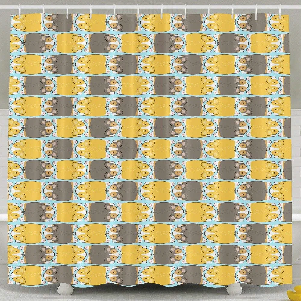 

Kawaii Fat Corgis Shower Curtain Fabric Shower Curtain Set