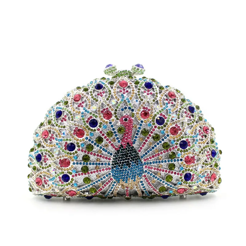 Сумка с изображением павлина, вечерний клатч с камнями, сумка на плечо, Сумка с кристаллами, роскошные сумки, женские дизайнерские сумки - Цвет: 25 Shoulder Bag
